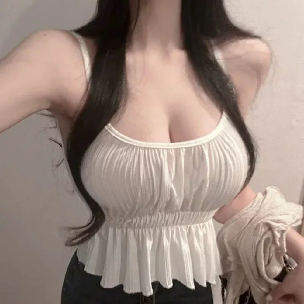 러블리 프릴 셔링 밴딩 나시탑
